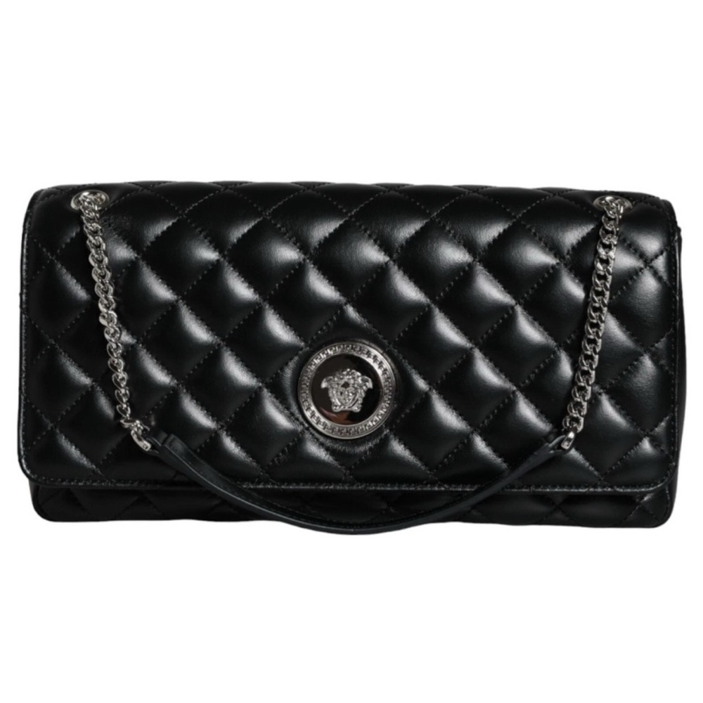 Versace Quilted Leather Medusa Crossbody
Bag Black NEW